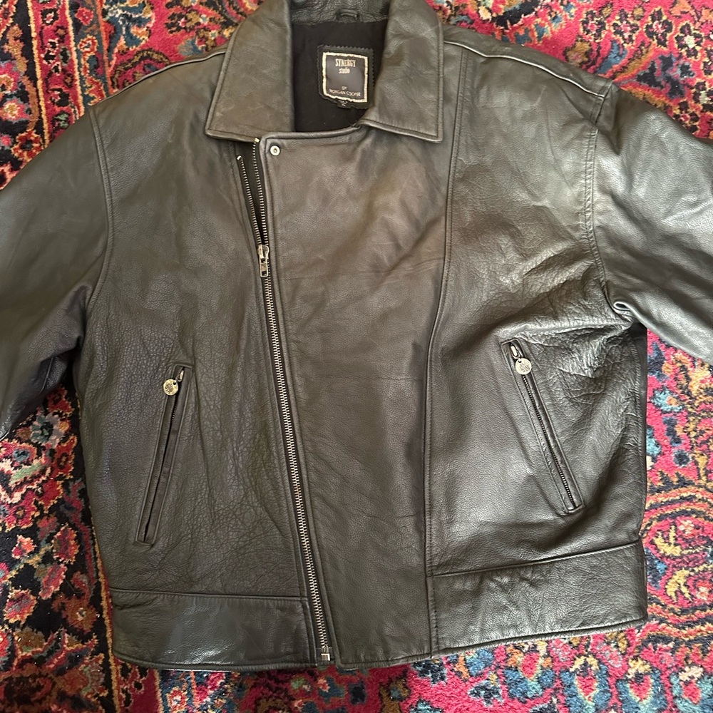 Men's Synergy Studio/Morgan Cooper Black Leather Jacket XL Like New